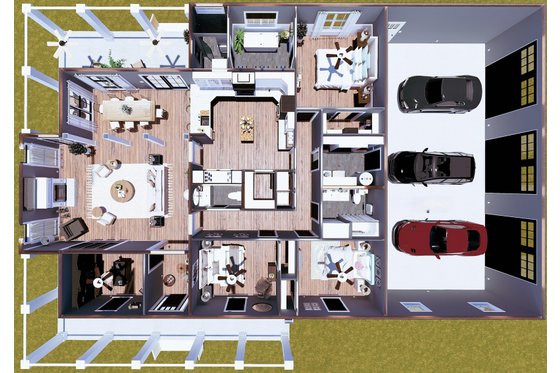 Floor Plan - Main Floor 1 for Craftsman House Plan #44-285 - 3 bed, 2.5 bath
