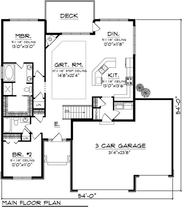 House Design - Traditional Floor Plan - Main Floor Plan #70-1078