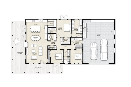 Floor Plan - Main Floor for Barndominium House Plan #924-31 - 3 bed, 2.5 bath