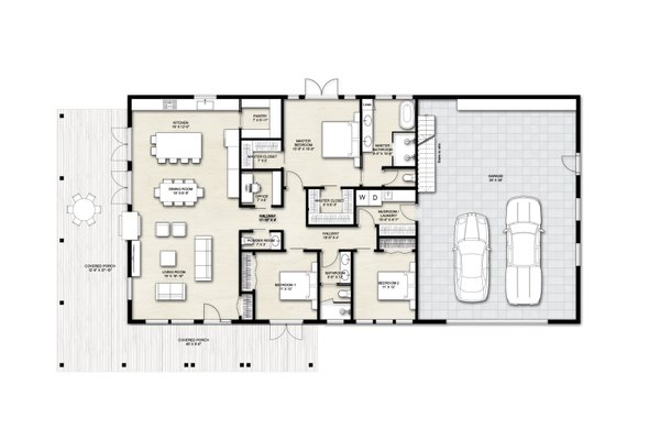 Floor Plan - Main Floor for Barndominium House Plan #924-31 - 3 bed, 2.5 bath