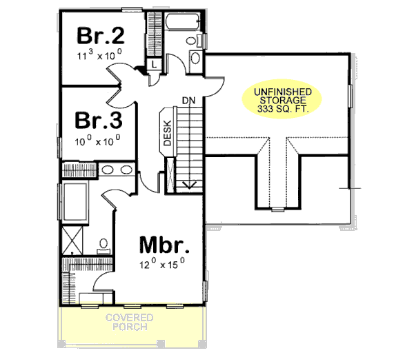Farmhouse Floor Plan - Upper Floor Plan #20-1212