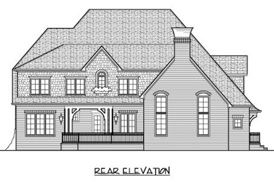 Exterior - Rear Elevation for European House Plan #413-853 - 4 bed, 4.5 bath