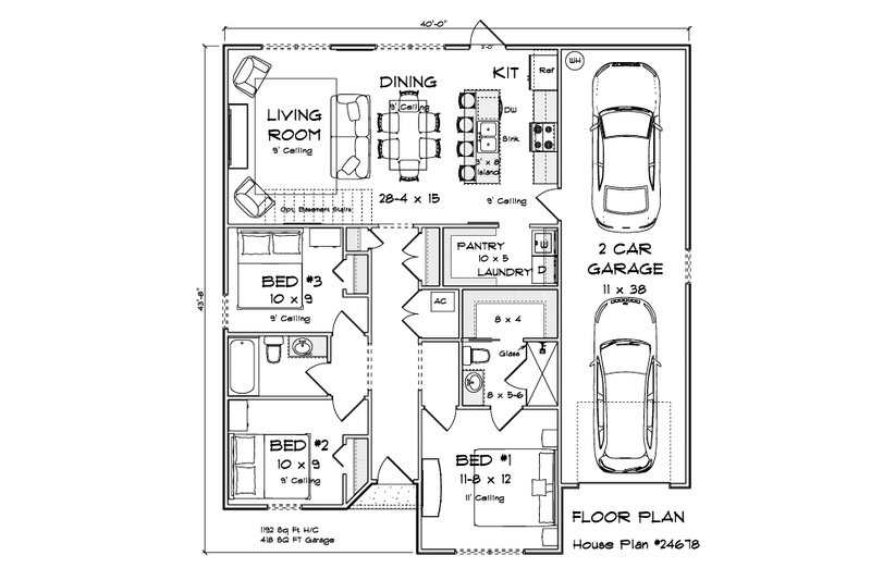 Architectural House Design - Floor Plan - Main Floor for Modern House Plan #513-2470 - 3 bed, 2 bath