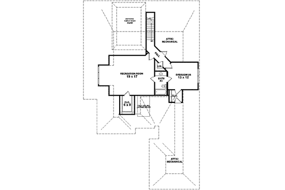 Floor Plan - Upper Floor for European House Plan #81-618 - 4 bed, 3 bath