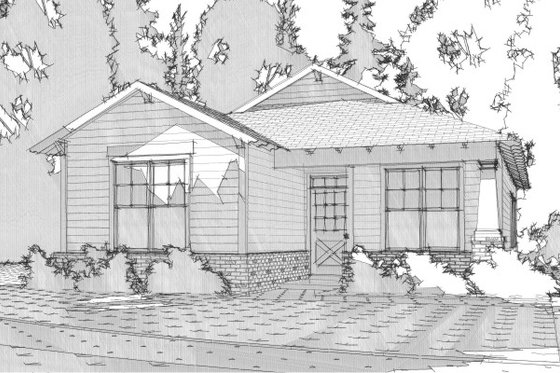 Exterior - Front Elevation for Bungalow House Plan #63-294 - 2 bed, 2 bath