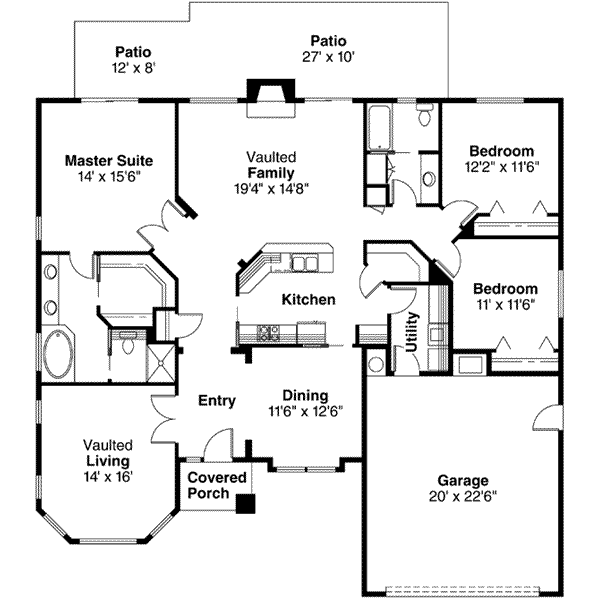 Architectural House Design - Ranch Floor Plan - Main Floor Plan #124-385