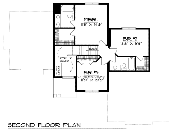 Architectural House Design - Traditional Floor Plan - Upper Floor Plan #70-187