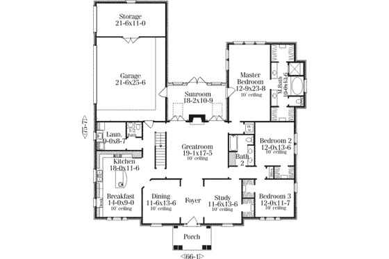 Floor Plan - Main Floor for Southern House Plan #406-115 - 5 bed, 4.5 bath