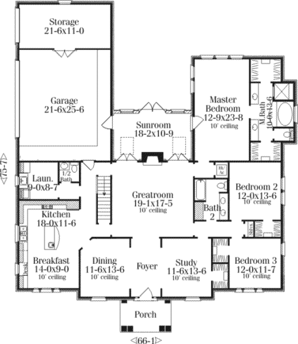 Home Plan - Southern Floor Plan - Main Floor Plan #406-115
