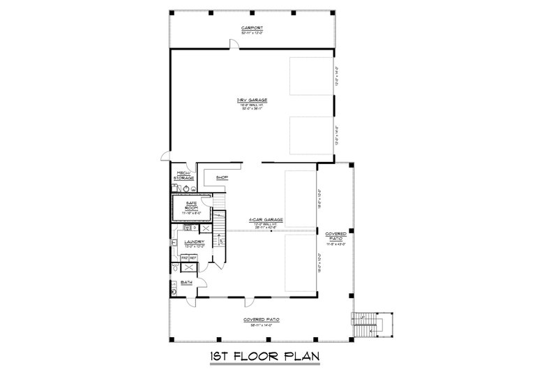 House Blueprint - Floor Plan - Main Floor for Barndominium House Plan #1064-414 - 3 bed, 3 bath