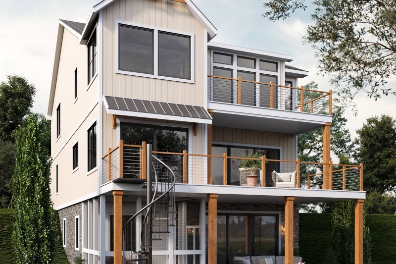 Architectural House Design - Exterior - Rear Elevation 3 for Cottage House Plan #1064-305 - 6 bed, 3.5 bath