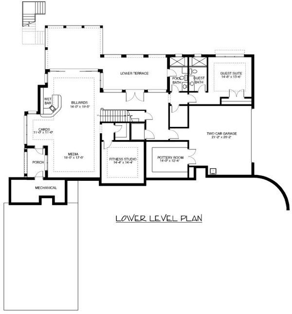 Architectural House Design - European Floor Plan - Lower Floor Plan #413-890