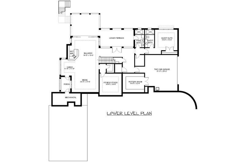 Architectural House Design - Floor Plan - Lower Floor for European House Plan #413-890 - 4 bed, 4.5 bath