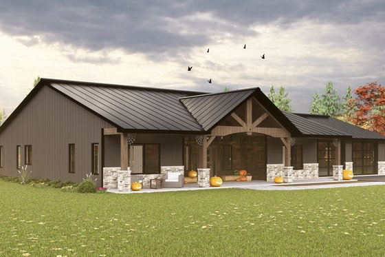 Exterior - Front Elevation 4 for Ranch House Plan #1064-191 - 3 bed, 2 bath