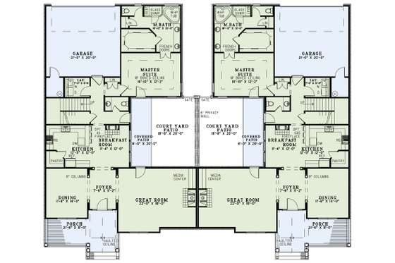 Floor Plan - Main Floor for Traditional House Plan #17-2401 - 3 bed, 2.5 bath