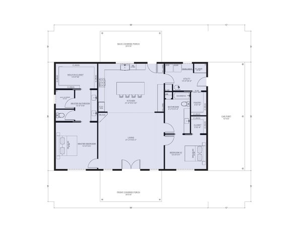 Barndominium Floor Plan - Main Floor Plan #1107-16