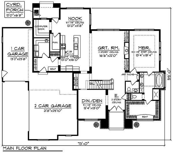 Home Plan - Traditional Floor Plan - Main Floor Plan #70-994