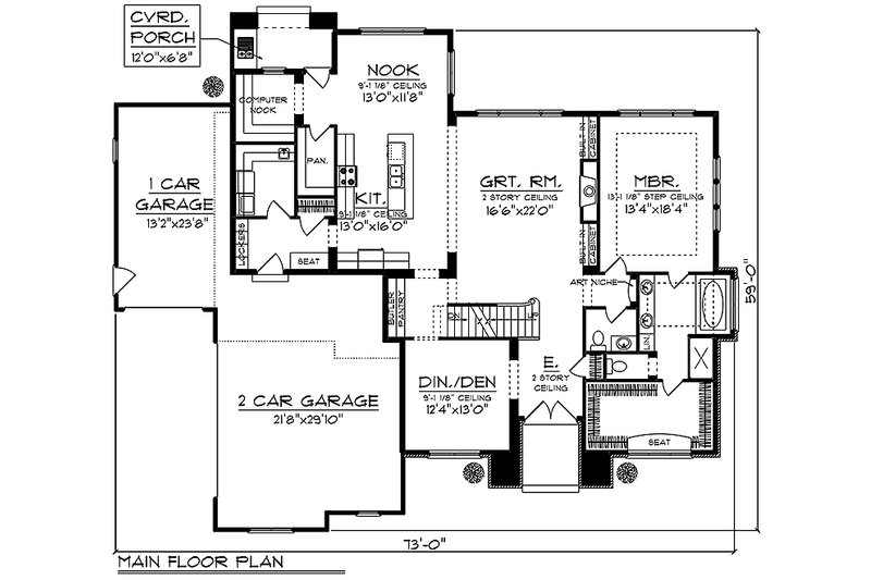 Dream House Plan - Floor Plan - Main Floor for Traditional House Plan #70-994 - 4 bed, 2.5 bath