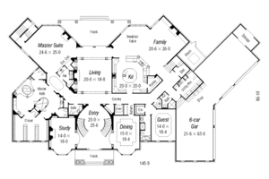 Floor Plan - Main Floor for European House Plan #329-330 - 5 bed, 6.5 bath