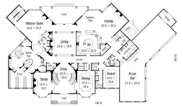 European Floor Plan - Main Floor Plan #329-330