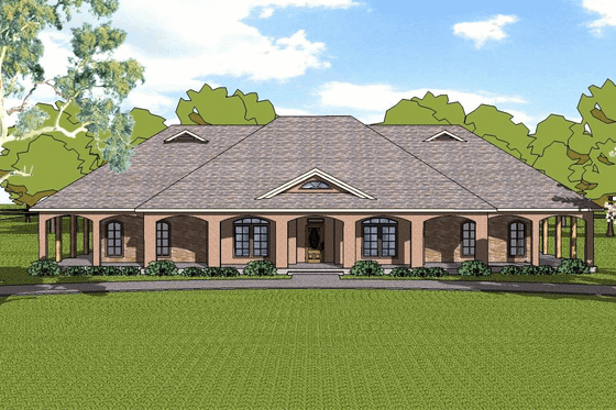 Exterior - Front Elevation for Southern House Plan #8-200 - 3 bed, 3 bath