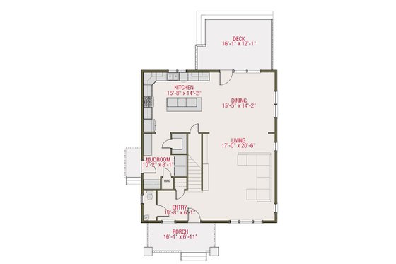 Floor Plan - Main Floor for Craftsman House Plan #461-51 - 3 bed, 2.5 bath