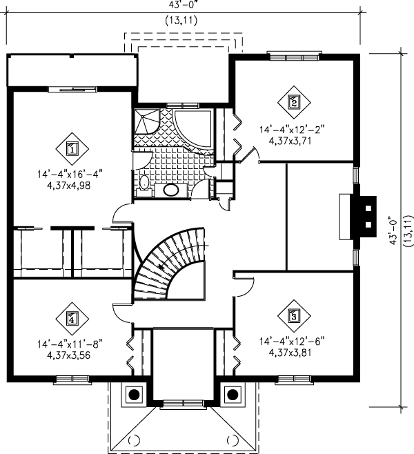 European Floor Plan - Upper Floor Plan #25-2215
