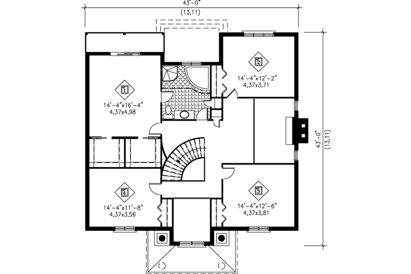 Architectural House Design - Floor Plan - Upper Floor for European House Plan #25-2215 - 4 bed, 1.5 bath