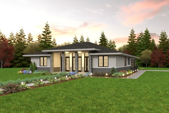 Exterior - Other Elevation 2 for Prairie House Plan #48-1053 - 3 bed, 2 bath