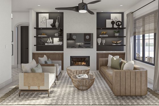 Interior - Family Room for Adobe / Southwestern House Plan #455-572 - 3 bed, 2 bath