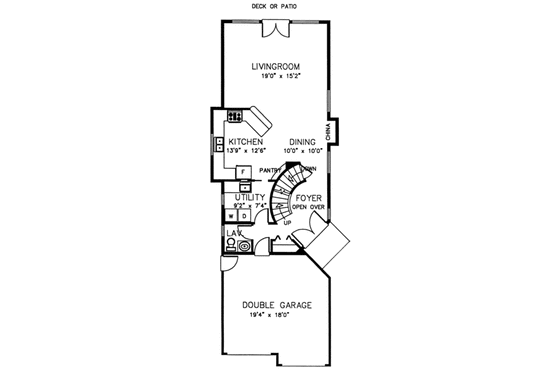Floor Plan - Main Floor for Mediterranean House Plan #126-141 - 3 bed, 2.5 bath