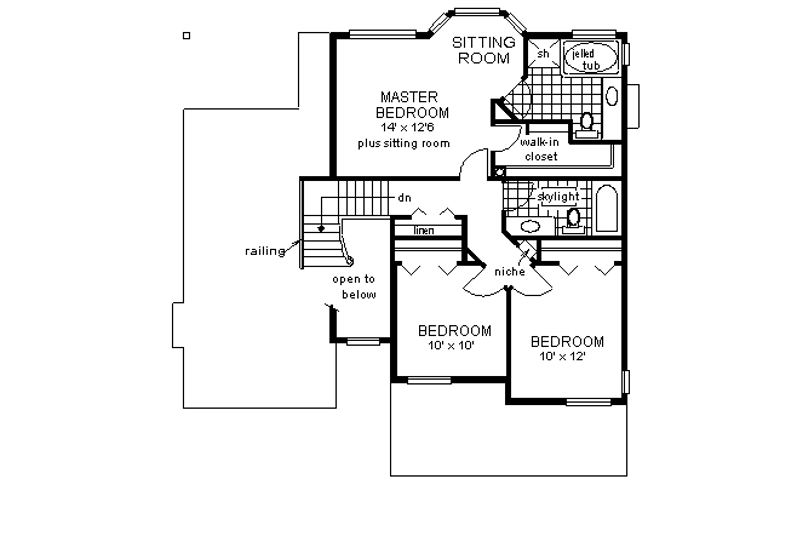 Architectural House Design - Floor Plan - Upper Floor for European House Plan #18-255 - 3 bed, 2.5 bath