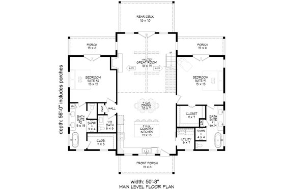Floor Plan - Main Floor for Barndominium House Plan #932-1132 - 3 bed, 3.5 bath
