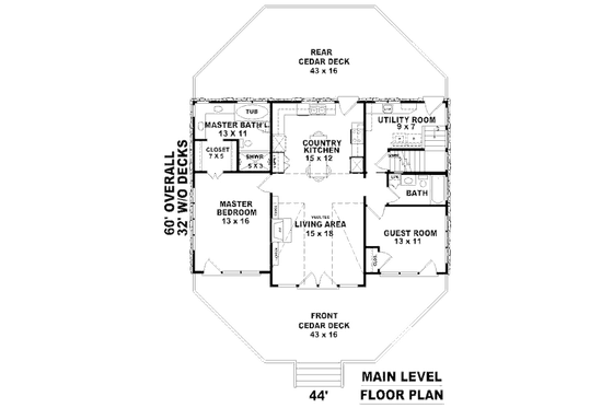 Floor Plan - Main Floor for Country House Plan #81-13785 - 2 bed, 2 bath