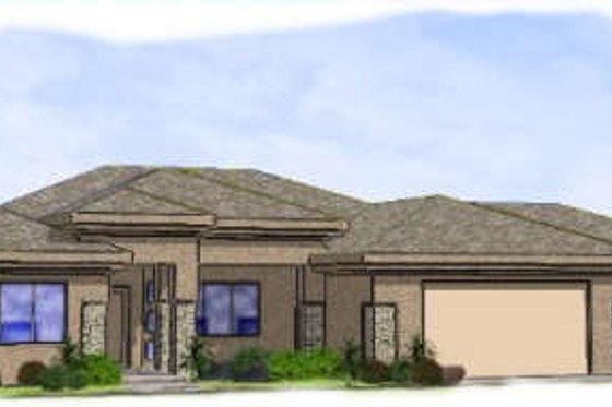 Exterior - Front Elevation for Adobe / Southwestern House Plan #24-266 - 5 bed, 2 bath