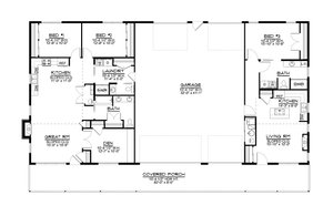 Floor Plan - Main Floor for Farmhouse House Plan #1064-136 - 3 bed, 3 bath