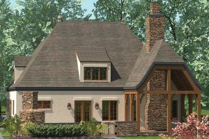 Exterior - Rear Elevation for European House Plan #453-60 - 3 bed, 2 bath