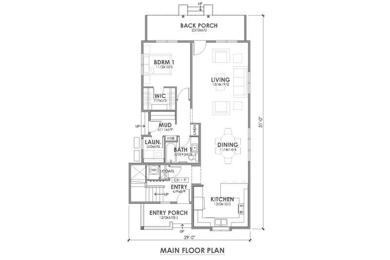 Home Plan - Floor Plan - Main Floor for Craftsman House Plan #1105-4 - 3 bed, 2.5 bath
