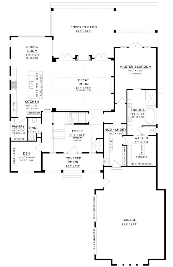 House Design - Farmhouse Floor Plan - Main Floor Plan #1086-14