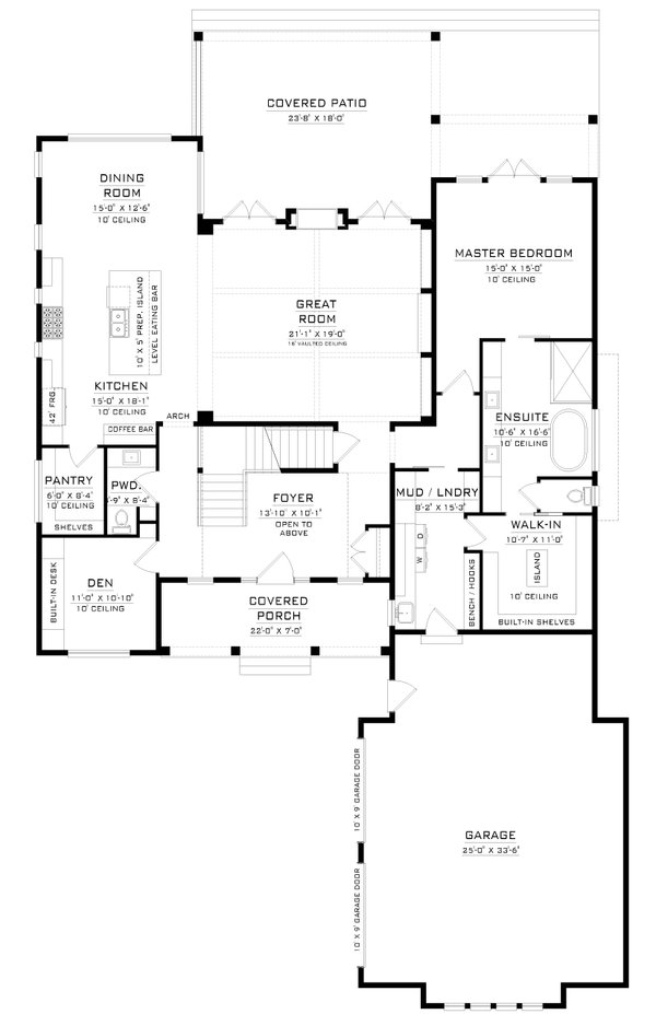 Architectural House Design - Farmhouse Floor Plan - Main Floor Plan #1086-14