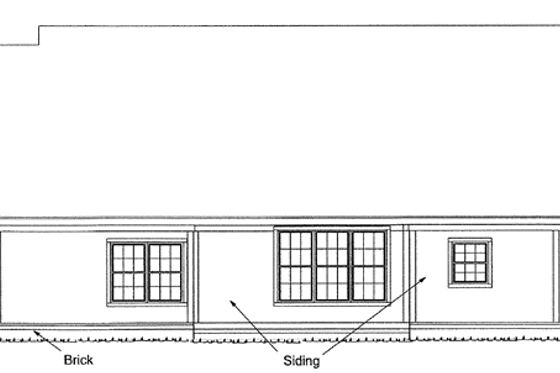 Exterior - Rear Elevation for Traditional House Plan #20-380 - 3 bed, 2 bath
