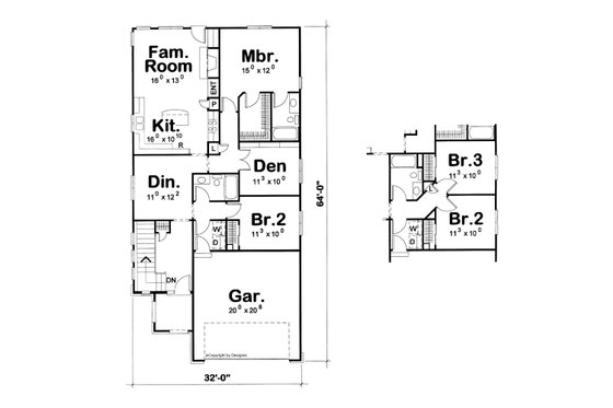 Floor Plan - Main Floor for European House Plan #20-2147 - 1 bed, 2 bath