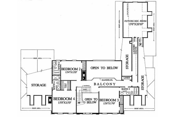 Floor Plan - Upper Floor for Colonial House Plan #137-112 - 4 bed, 4 bath