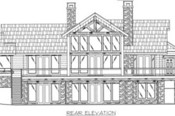 Exterior - Rear Elevation for Craftsman House Plan #117-383 - 3 bed, 3.5 bath