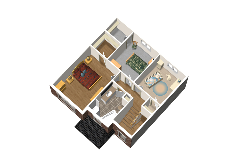 House Design - Floor Plan - Upper Floor 1 for European House Plan #25-4702 - 3 bed, 1 bath