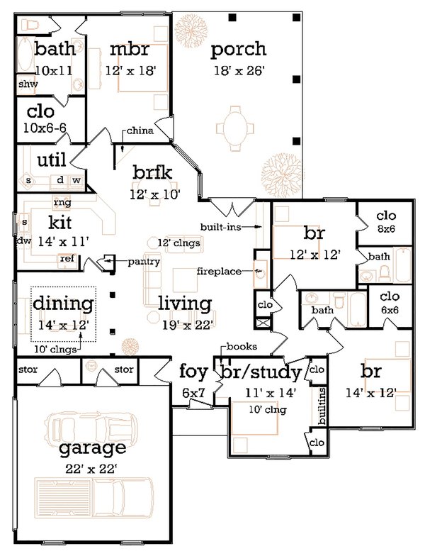 Traditional Floor Plan - Main Floor Plan #45-371