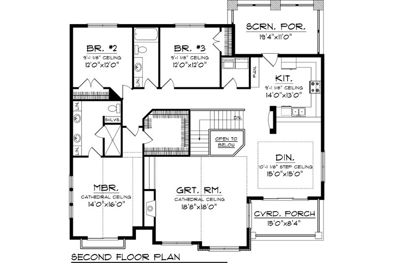 Home Plan - Floor Plan - Upper Floor for Bungalow House Plan #70-1058 - 3 bed, 3 bath