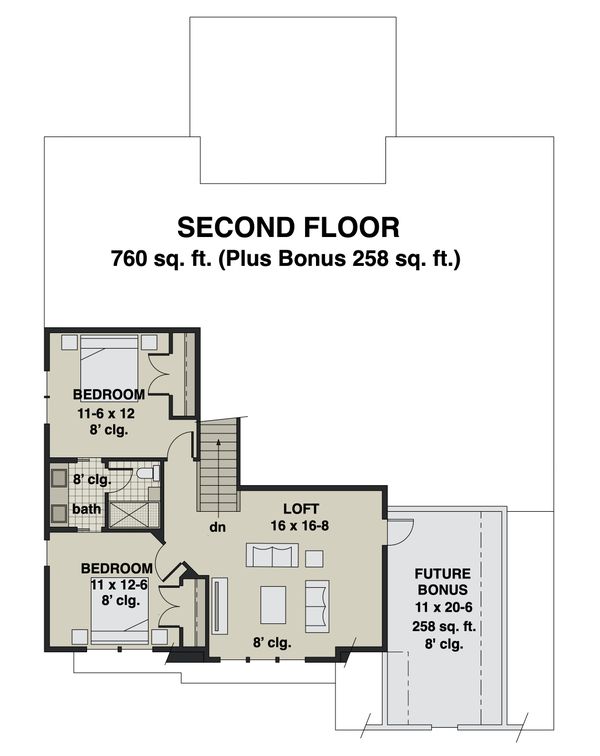 Craftsman Floor Plan - Upper Floor Plan #51-1173