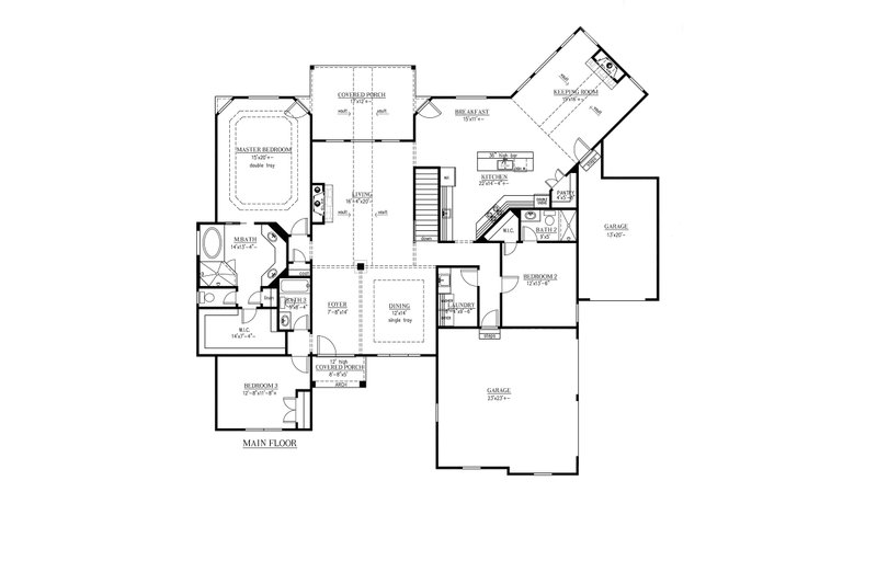 Dream House Plan - Floor Plan - Main Floor for European House Plan #437-58 - 3 bed, 3 bath