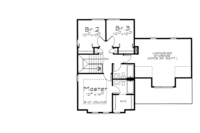 House Design - Floor Plan - Upper Floor for Traditional House Plan #20-2104 - 3 bed, 2.5 bath